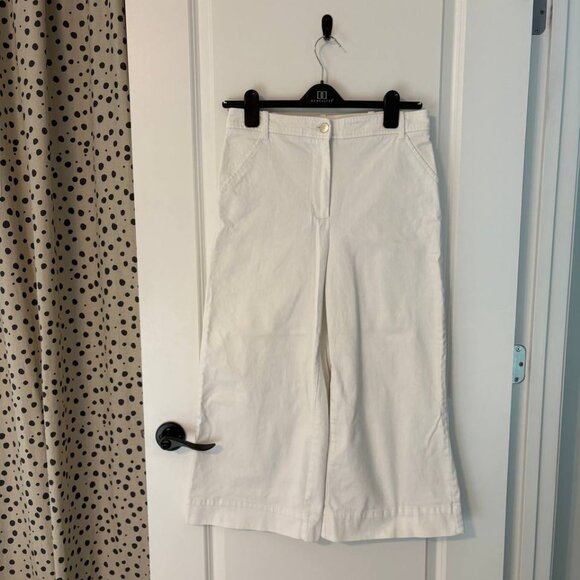 Max Studio Pants - Max Studio Wide Leg High Waist White Denim Cropped Pants Size 10